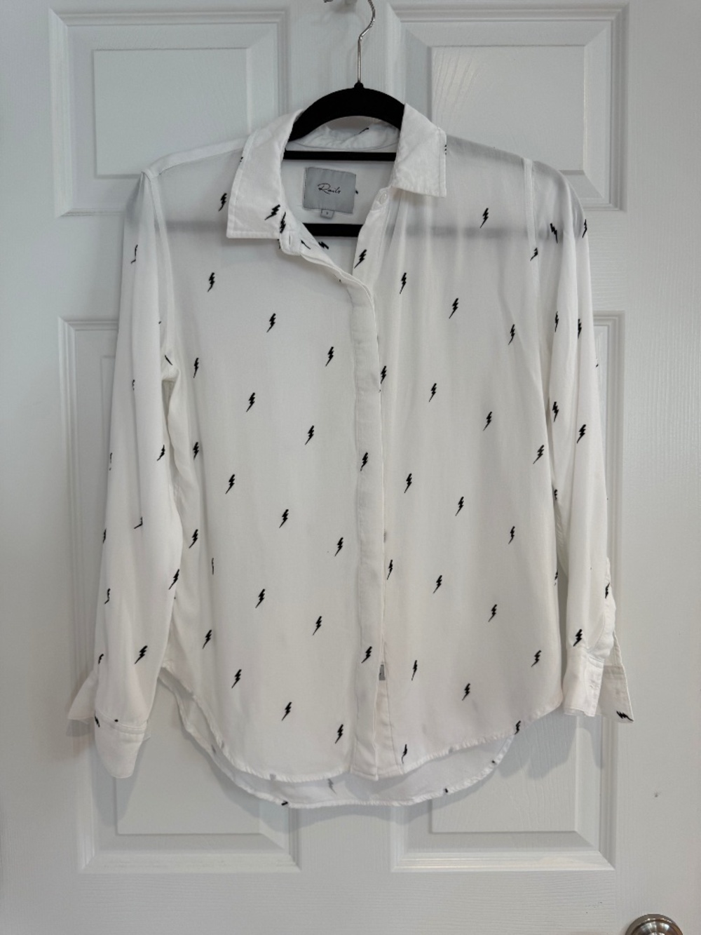 Rails "Taylor" White Flocked Lightning Button-Down Shirt Size Small
